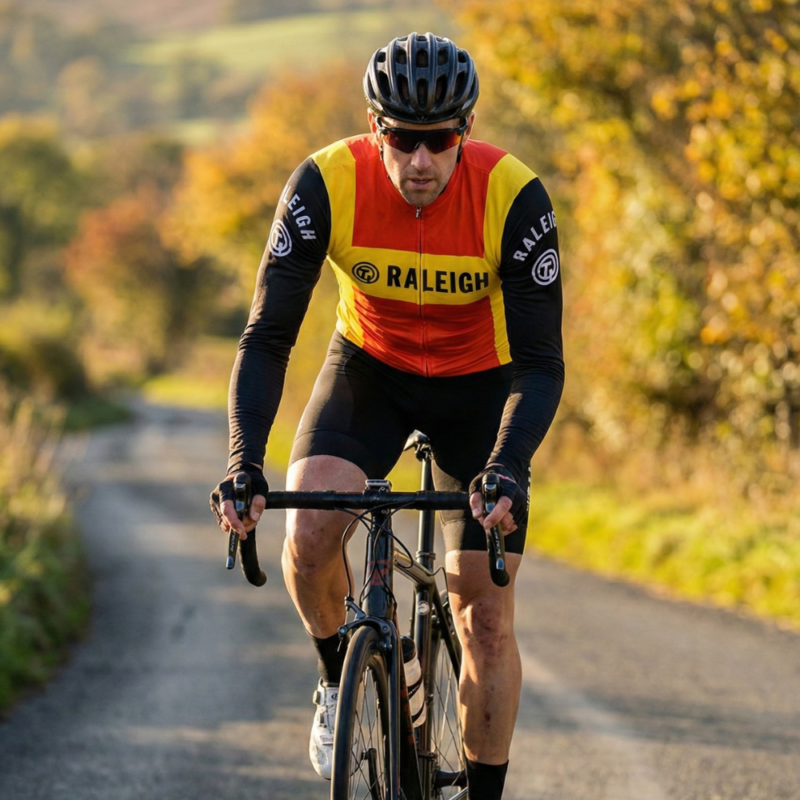 Maillot Long Eté Vintage RALEIGH sur un cycliste