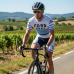 Maillot Vintage FORD FRANCE sur un cycliste