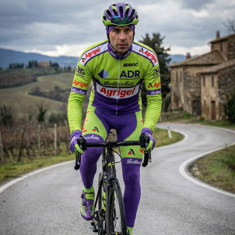 Maillot Hiver Vintage ADR sur un cycliste