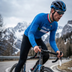Maillot Hiver Vintage ITALIE NATIONALE sur un cycliste