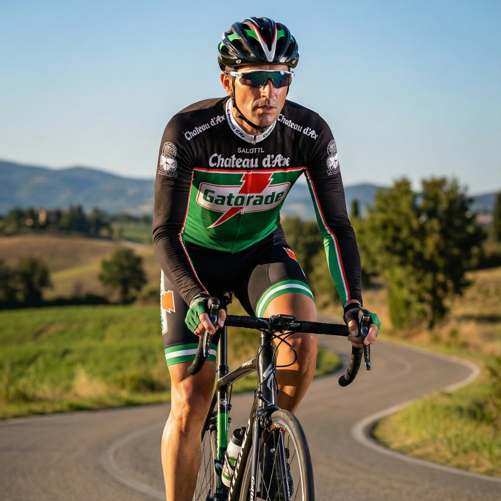 Maillot Long Eté Vintage GATORADE sur un cycliste