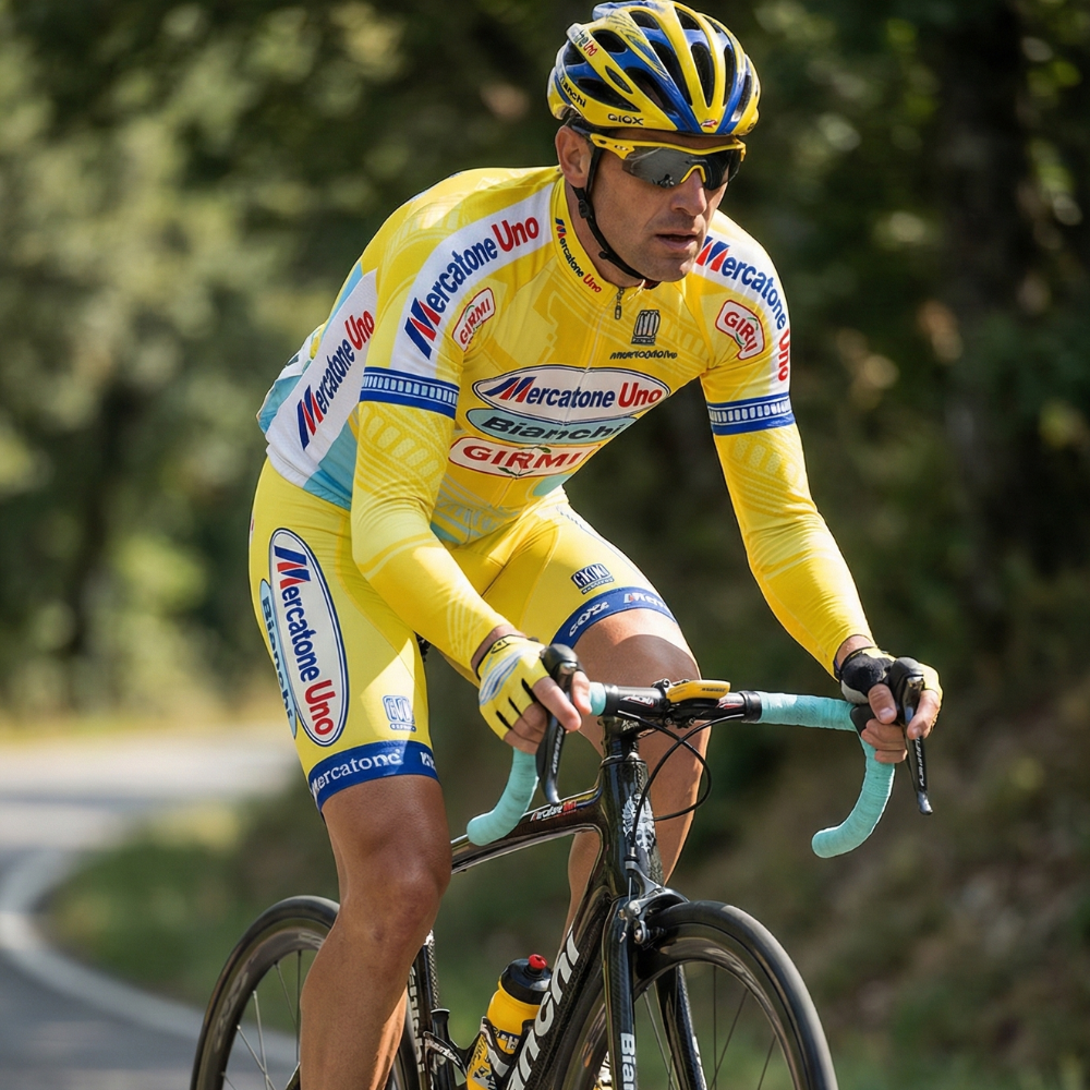 Maillot Long Eté Vintage MERCATONE UNO 1998 sur un cycliste