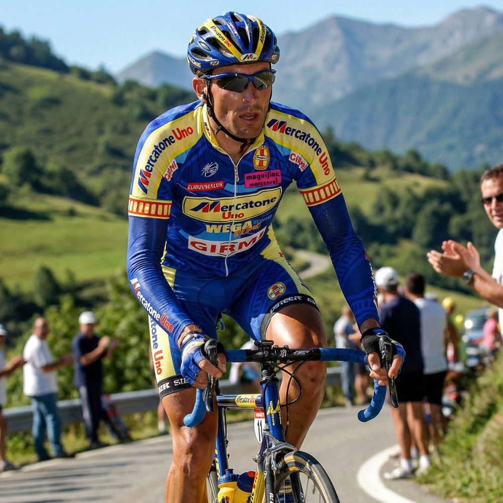 Maillot Long Eté Vintage MERCATONE UNO WEGA sur un cycliste