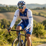 Maillot Long Eté Vintage PANASONIC sur un cycliste