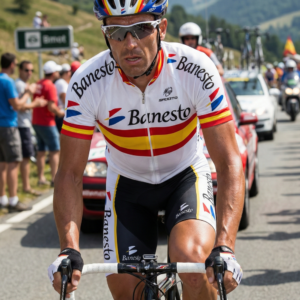 Maillot Vintage BANESTO Champion d’Espagne sur un cycliste