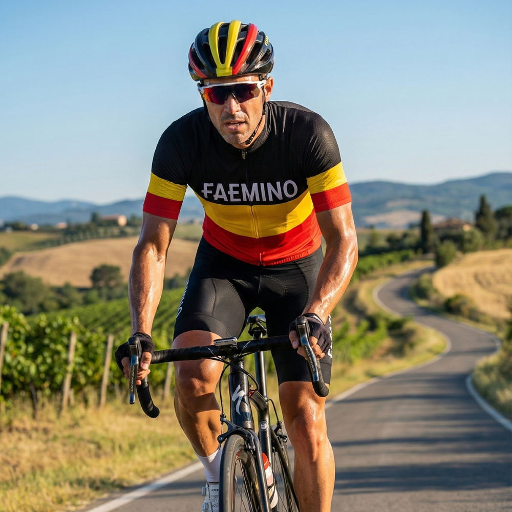 Vintage trui FAEMINO Belgisch kampioen op een wielrenner
