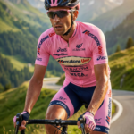 Maillot Vintage MERCATONE UNO ROSE sur un cycliste