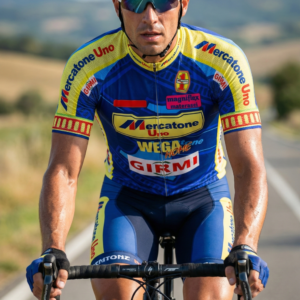 Maillot Vintage MERCATONE UNO WEGA sur un cycliste