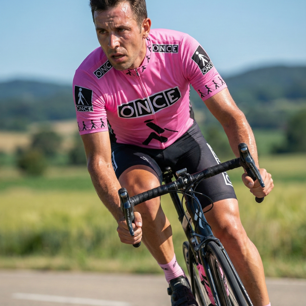 Maillot Vintage ONCE sur un cycliste