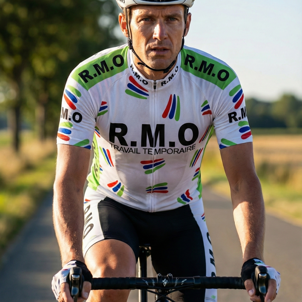Maillot Vintage R.M.O sur un cycliste