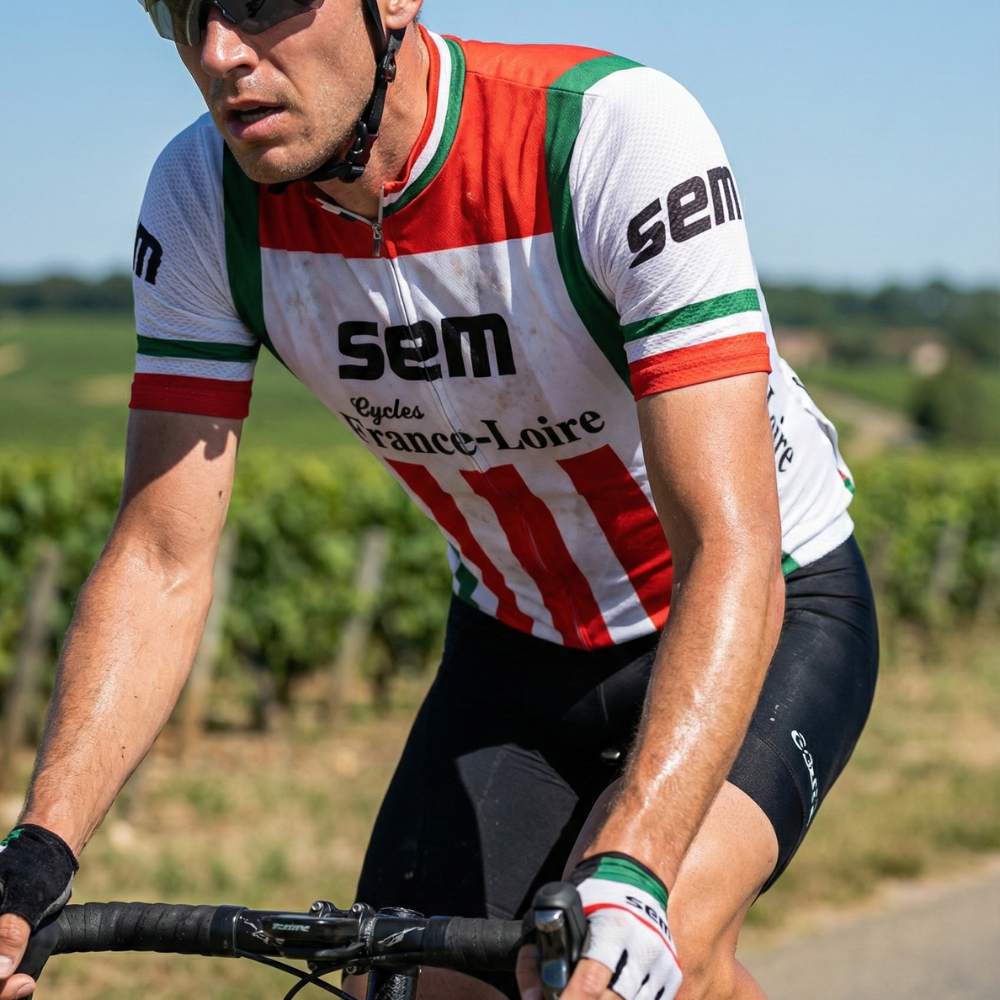 Maillot Vintage SEM FRANCE LOIRE sur un cycliste