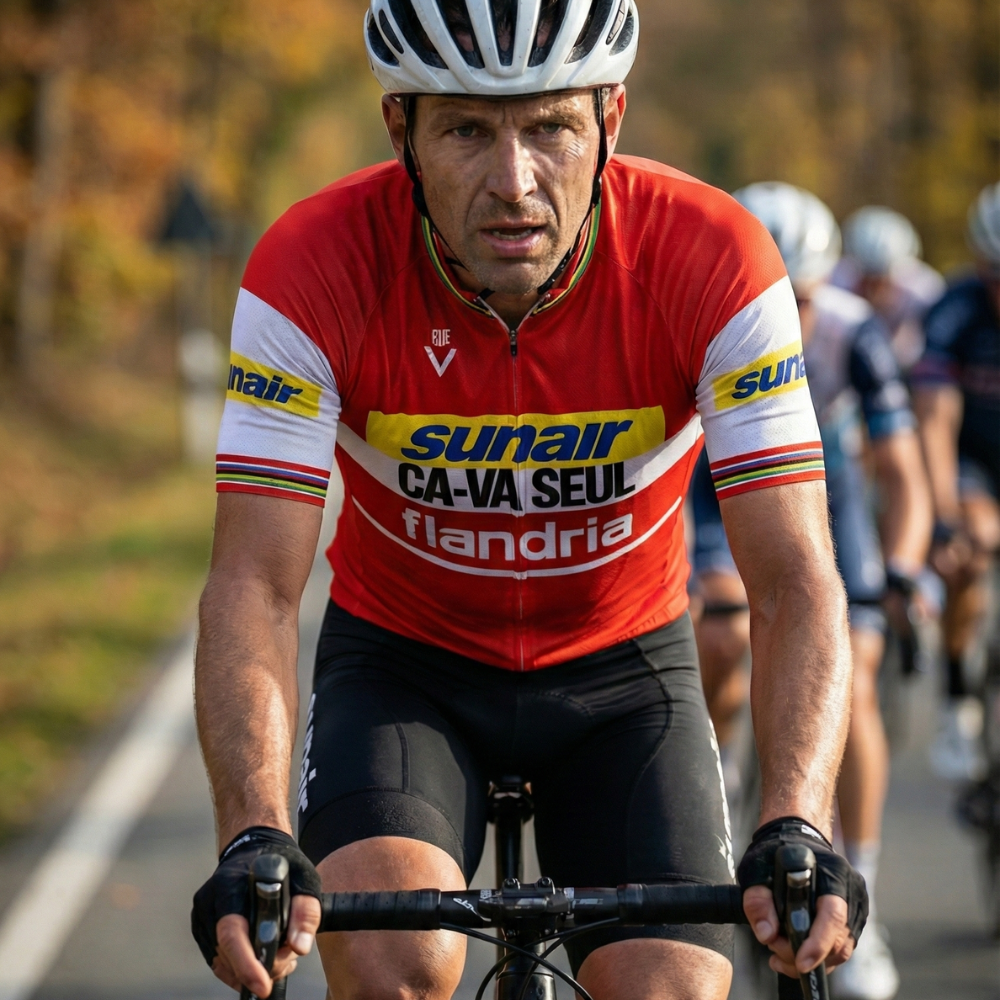 Maillot Vintage SUNAIR-FLANDRIA sur un cycliste