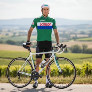 PACK MAILLOT + CASQUETTE SANSON sur un cycliste