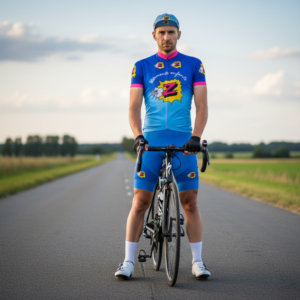 PACK MAILLOT + CASQUETTE Z sur un cycliste