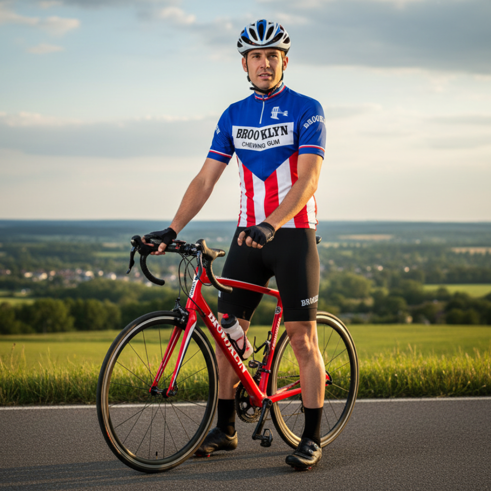 Tenue Eté Vintage BROOKLYN sur un cycliste