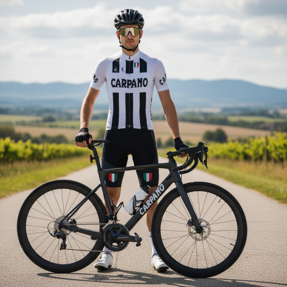 Tenue Eté Vintage CARPANO sur un cycliste