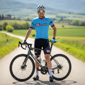 Tenue Eté Vintage SALVARANI sur un cycliste