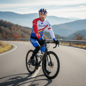 Tenue Hiver Vintage BANESTO sur un cycliste