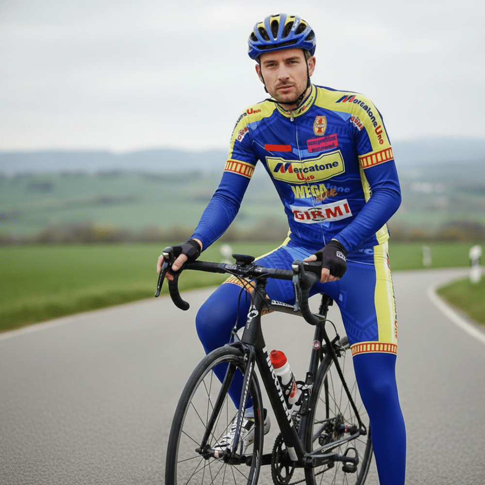 Tenue Hiver Vintage MERCATONE UNO WEGA sur un cycliste