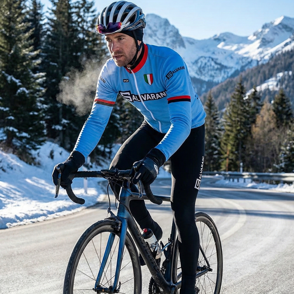 Tenue Hiver Vintage SALVARANI sur un cycliste