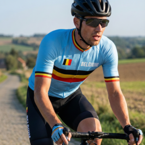 Maillot Cycliste Equipe BELGE sur un cycliste