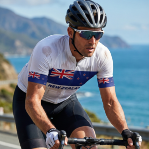 Maillot Cycliste Equipe NEW-ZELAND sur un cycliste