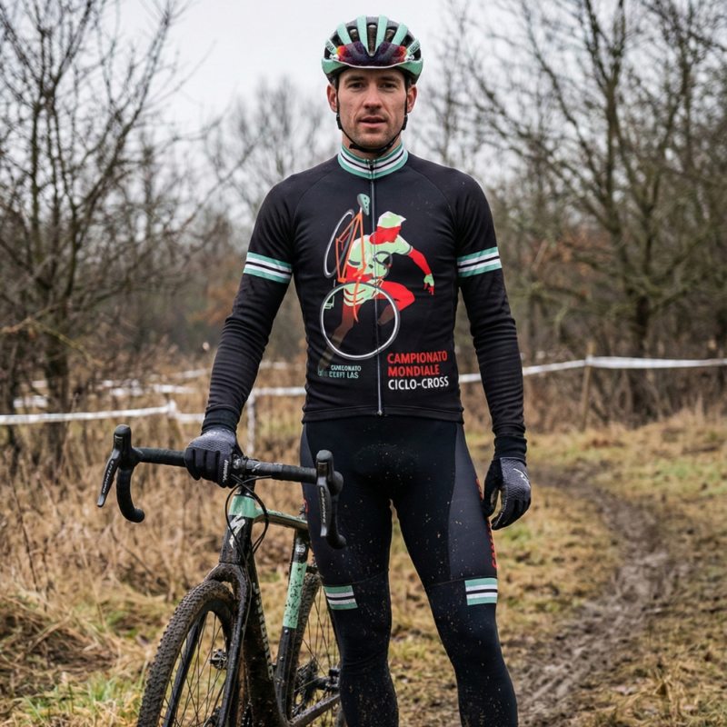 Maillot Hiver Vintage Original VARESE sur un cyclistste