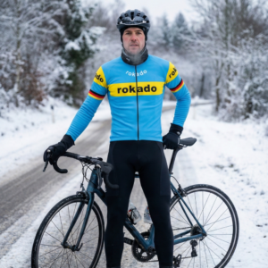 Maillot Hiver Vintage ROKADO sur un cycliste