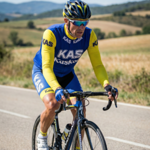 Maillot Long Eté Vintage KAS KASKOL sur un cycliste