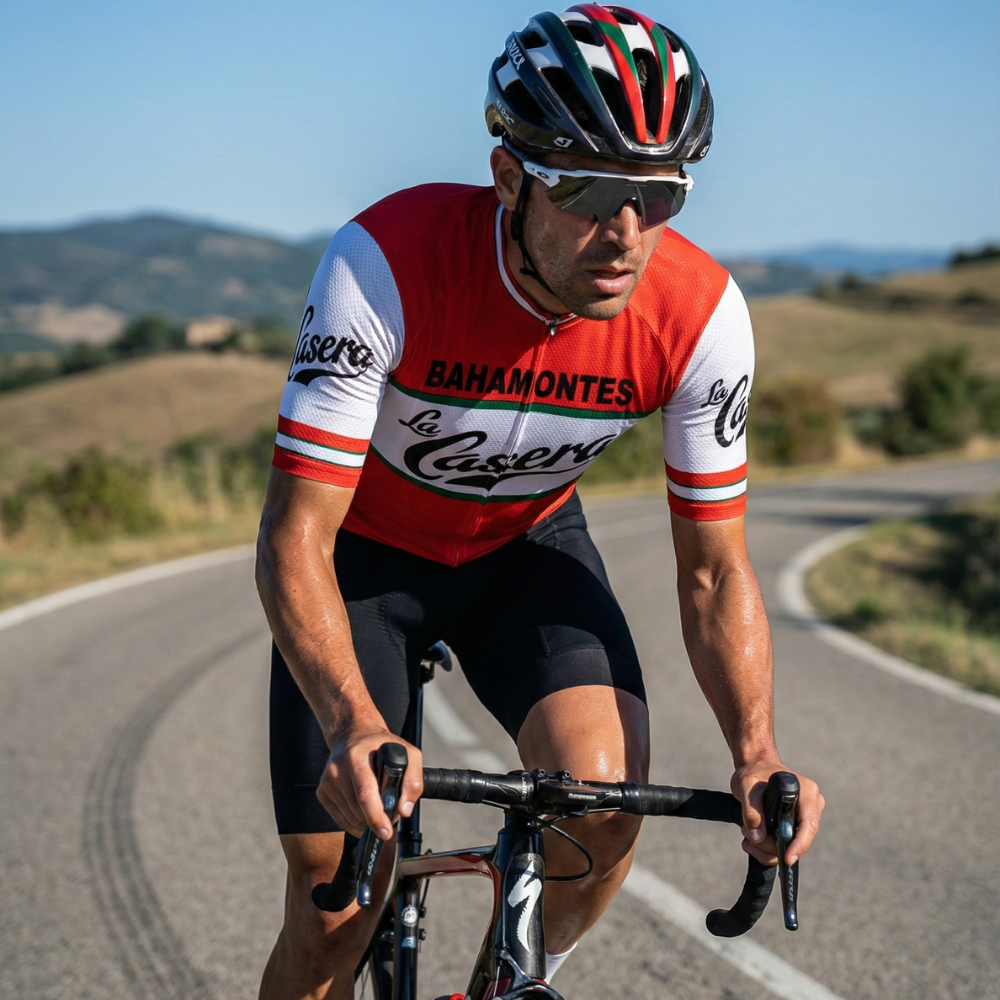 Maillot Vintage LA CASERA BAHAMONTES sur un cycliste