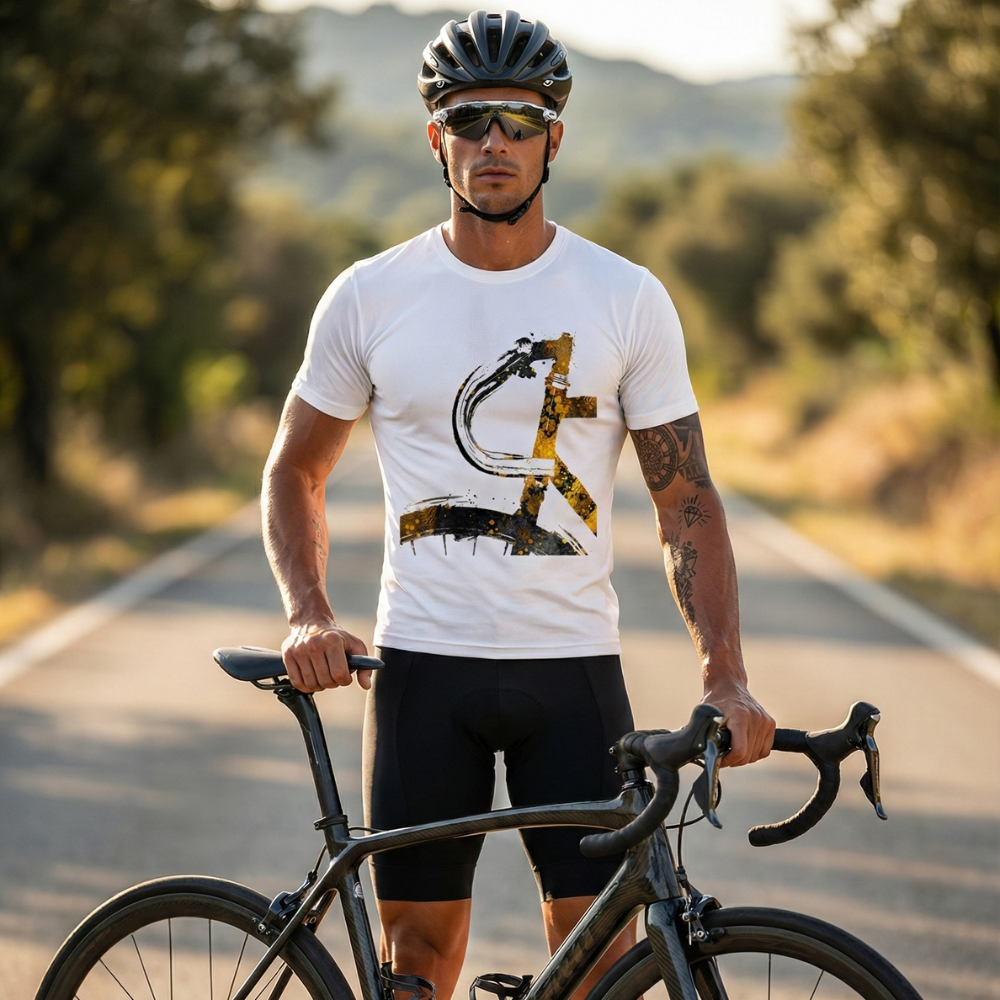 T-SHIRT VINTAGE RADFAHRER LENKER auf einem Radfahrer