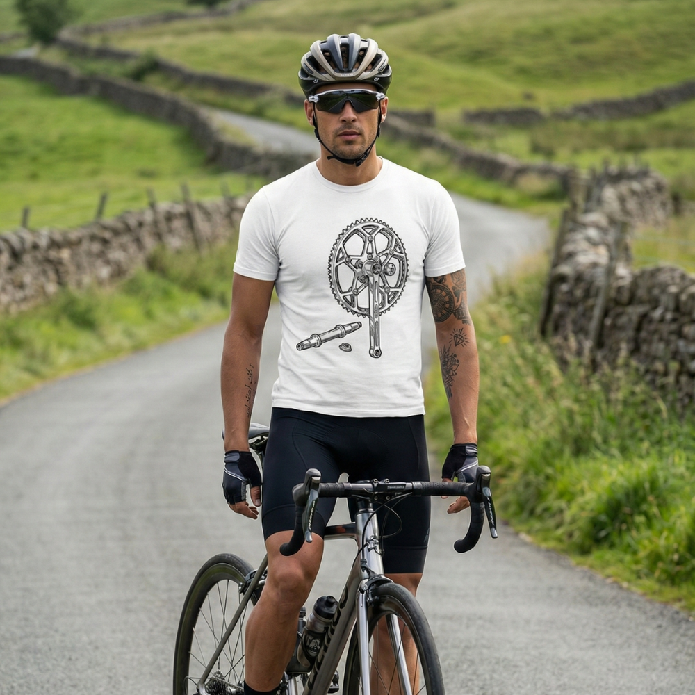 T-SHIRT VINTAGE RADFAHRER PEDALIER auf einem Radfahrer