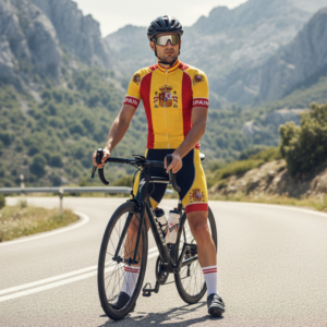Tenue Eté Cycliste Equipe SPAIN sur un cycliste