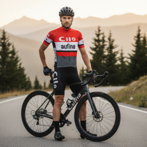 Tenue Eté Vintage CILO AUFINA sur un cycliste