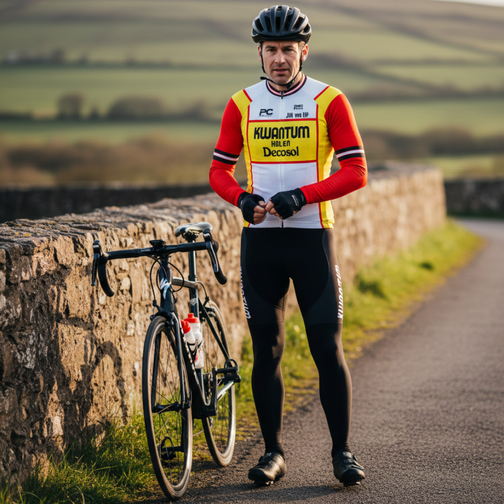 Tenue Hiver Vintage KWANTUM sur un cycliste