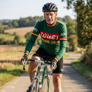 maillot Long Eté Vintage WIEL'S sur un cycliste